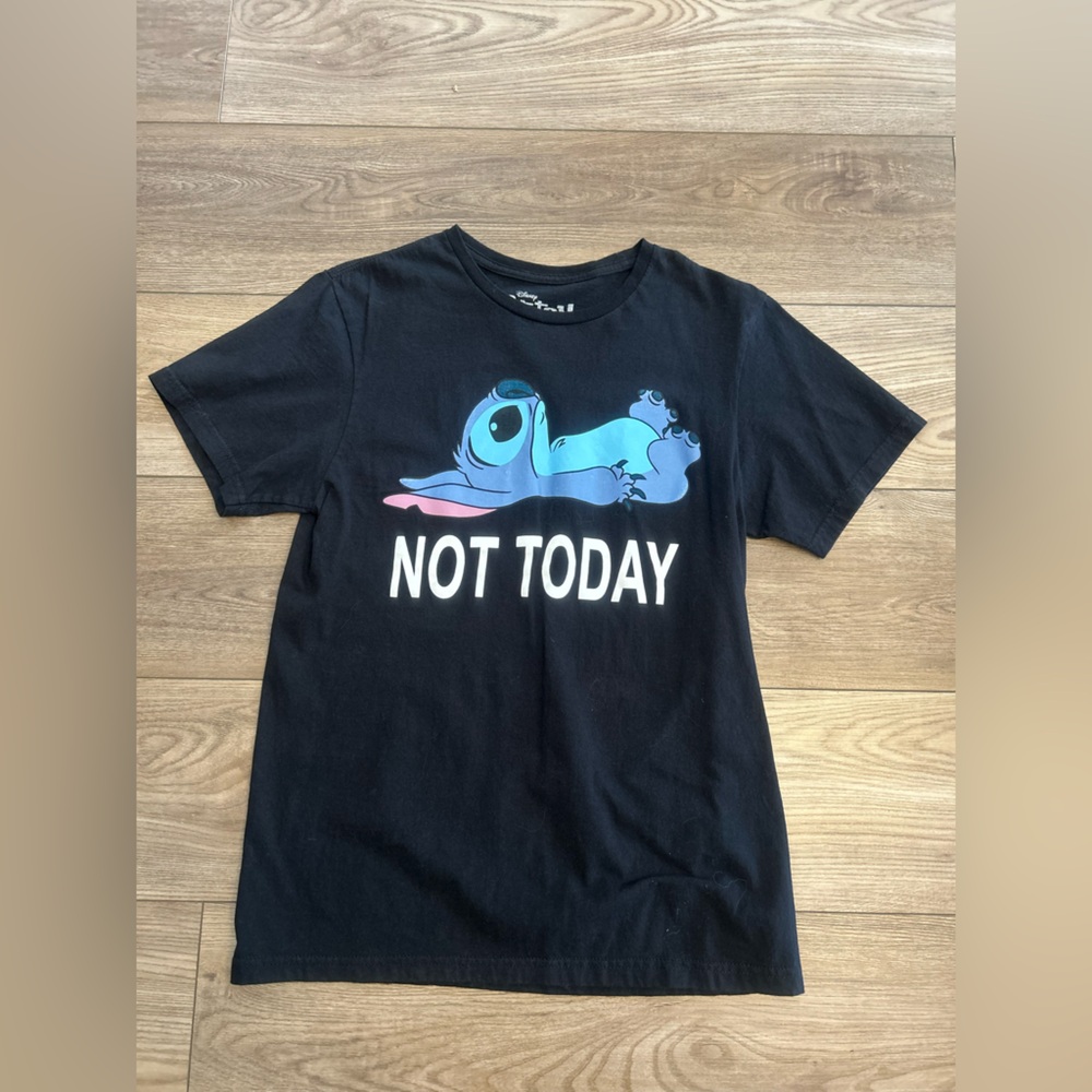 Disney Stitch Not Today Navy Graphic T-Shirt Unisex Small